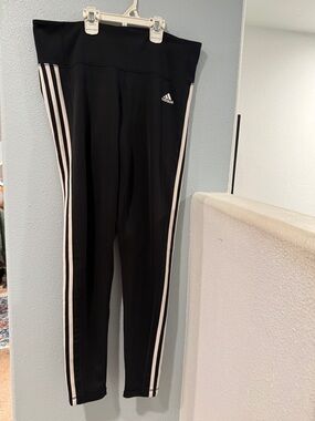 adidas Black Track Pants with White Side Stripes